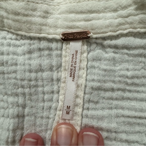 Free People Small Ivory All About The Feels Button Down Babydoll Top - Picture 4 of 8